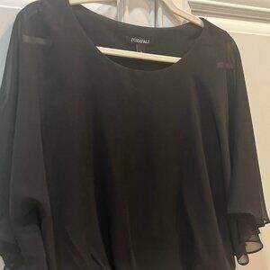 Roz & Ali Sheer Black Sequined Blouse
